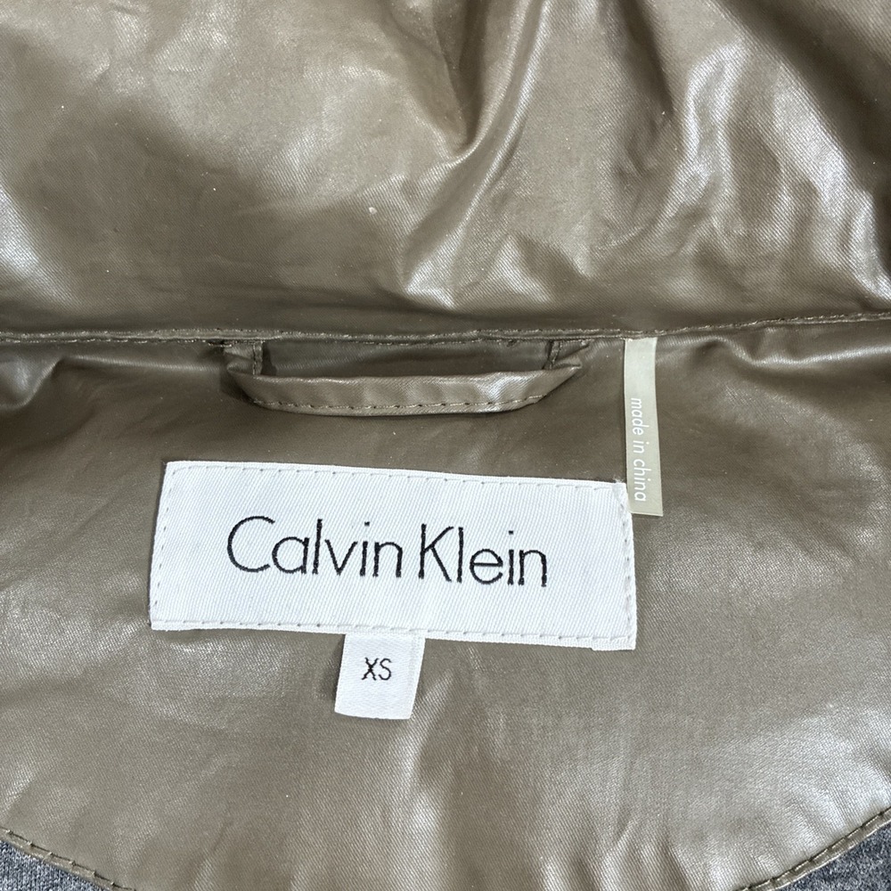 Calvin Klein Quilted Puffer Coat Parka Women's XS Green Winter Jacket Warm - Picture 14 of 16